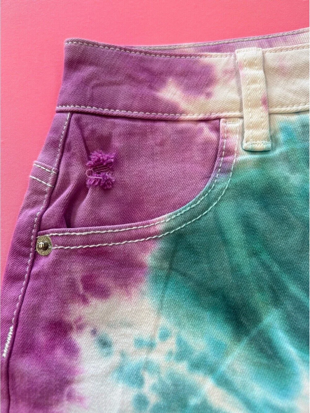 Justice High Rise Skirt. Multi Color Tie Dye. Distressed. Size 12. NWT